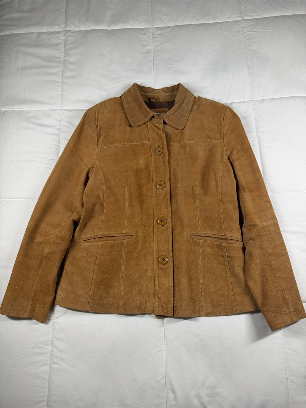 TravelSmith Women's Suede Button-Front Jacket - Brown